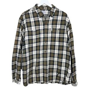 Carhartt Mens Plaid Button Up Thrashed Distressed Long Sleeve Shirt Size XL